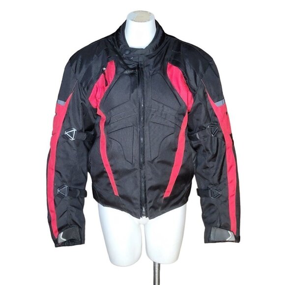 MILANO Sport Womens Jacket Motorcycle Medium Black Red Padded Detachable Liner - Picture 1 of 16